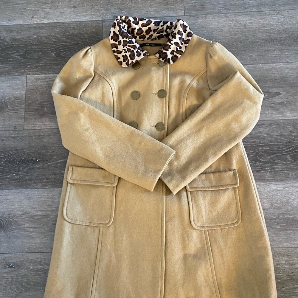 Ark & Co Wool Coat With Cheetah Accent